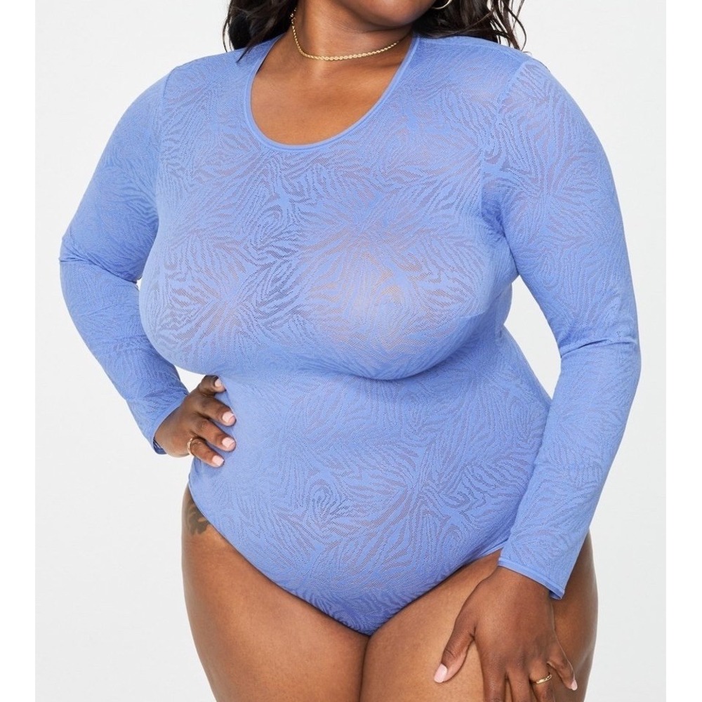 NWT Women's Fabletics Yitty Hot Mesh Long Sleeve Bodysuit Very Peri - Plus 6X